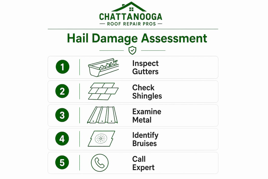 Infographic showing steps to assess hail damage