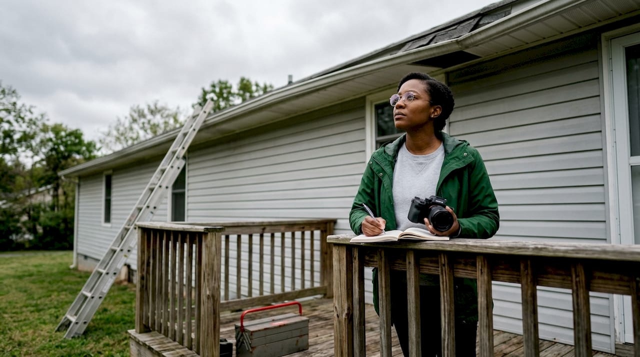 Home inspector photographing roof damage