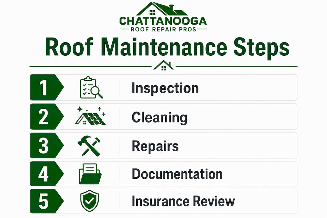 Infographic illustrating roof maintenance steps