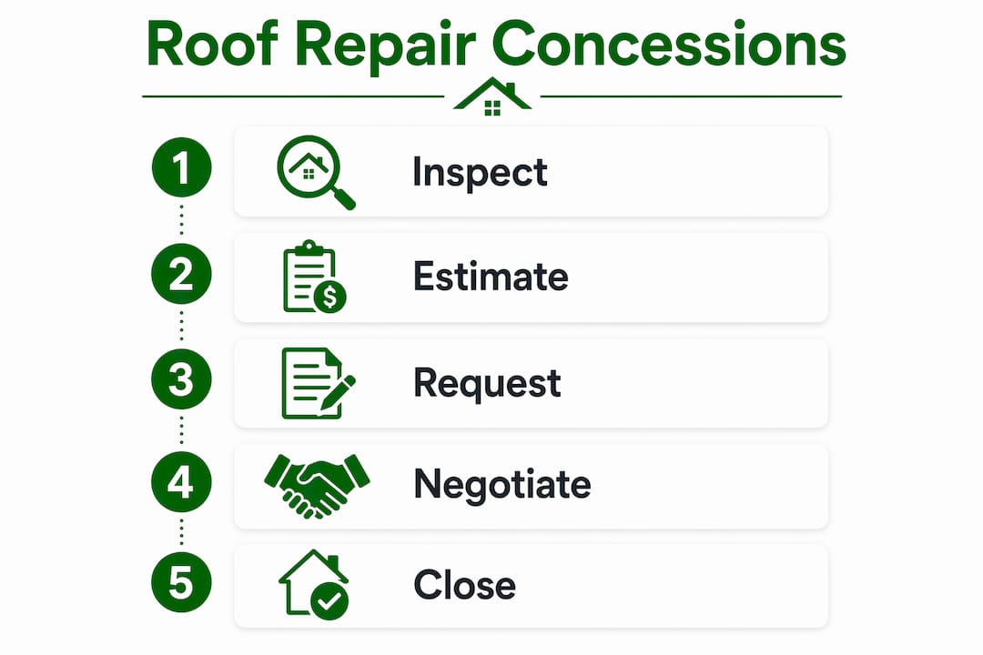 Infographic illustrating steps to request roof repair concessions