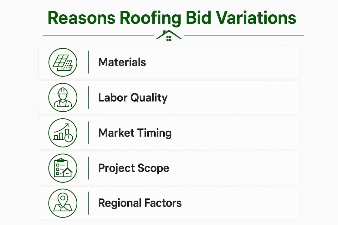 Infographic illustrating reasons for roofing bid differences
