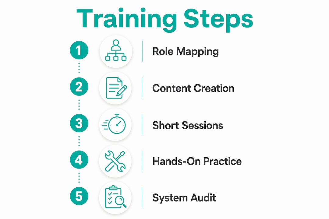 Infographic illustrating steps for role-based training