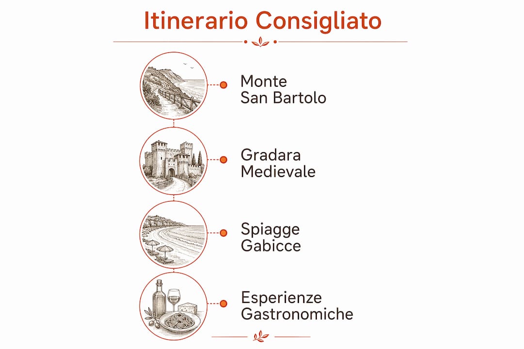 Infografica con i luoghi imperdibili da visitare nei dintorni di Pesaro