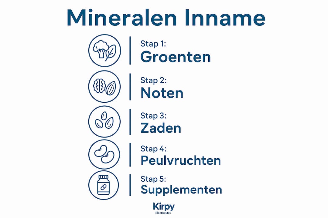 Deze infographic laat zien hoe je stap voor stap je mineralen kunt aanvullen met voeding.