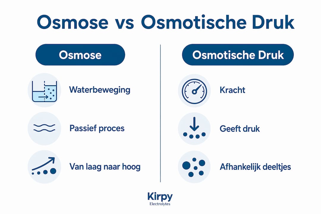 Overzichtelijke infographic die het verschil tussen osmose en osmotische druk helder in beeld brengt.