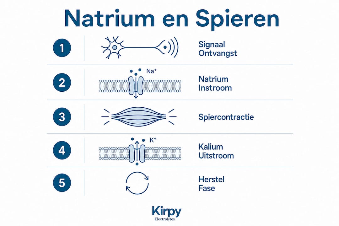 Infographic: de rol van natrium bij spiercontractie stap voor stap uitgelegd