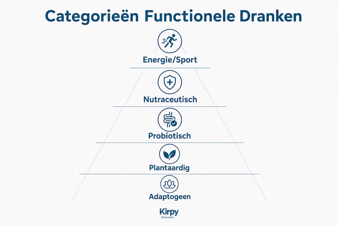 Infographic met een overzichtelijke indeling van functionele drankcategorieën
