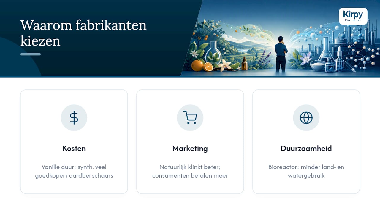 Waarom kiezen fabrikanten voor natuurlijk of kunstmatig? — overview diagram