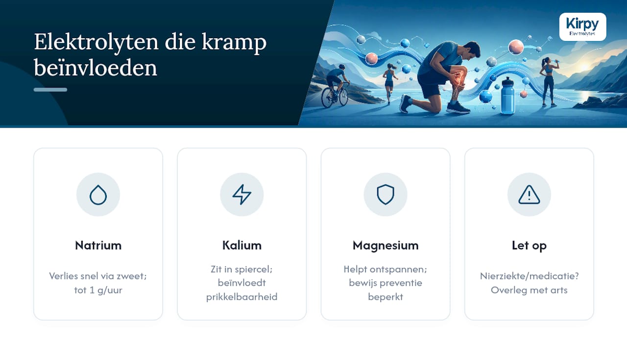 Welke elektrolyten spelen de grootste rol bij sportkramp? — overview diagram