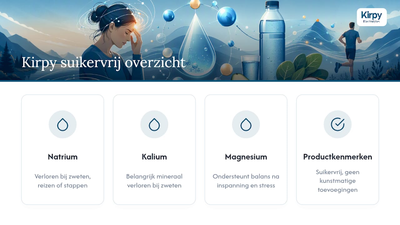 Kirpy als suikervrije optie voor dagelijkse hydratatie — overview diagram