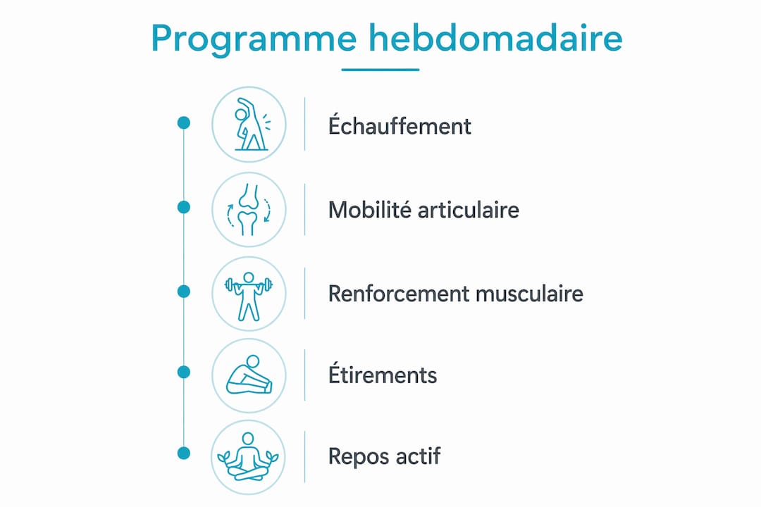 Visuel explicatif : votre planning hebdomadaire de rééducation à la maison
