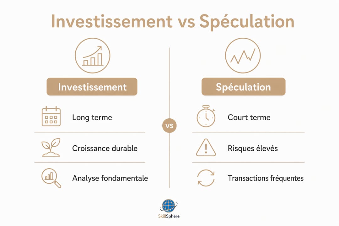 Infographie : différences clés entre investissement et spéculation