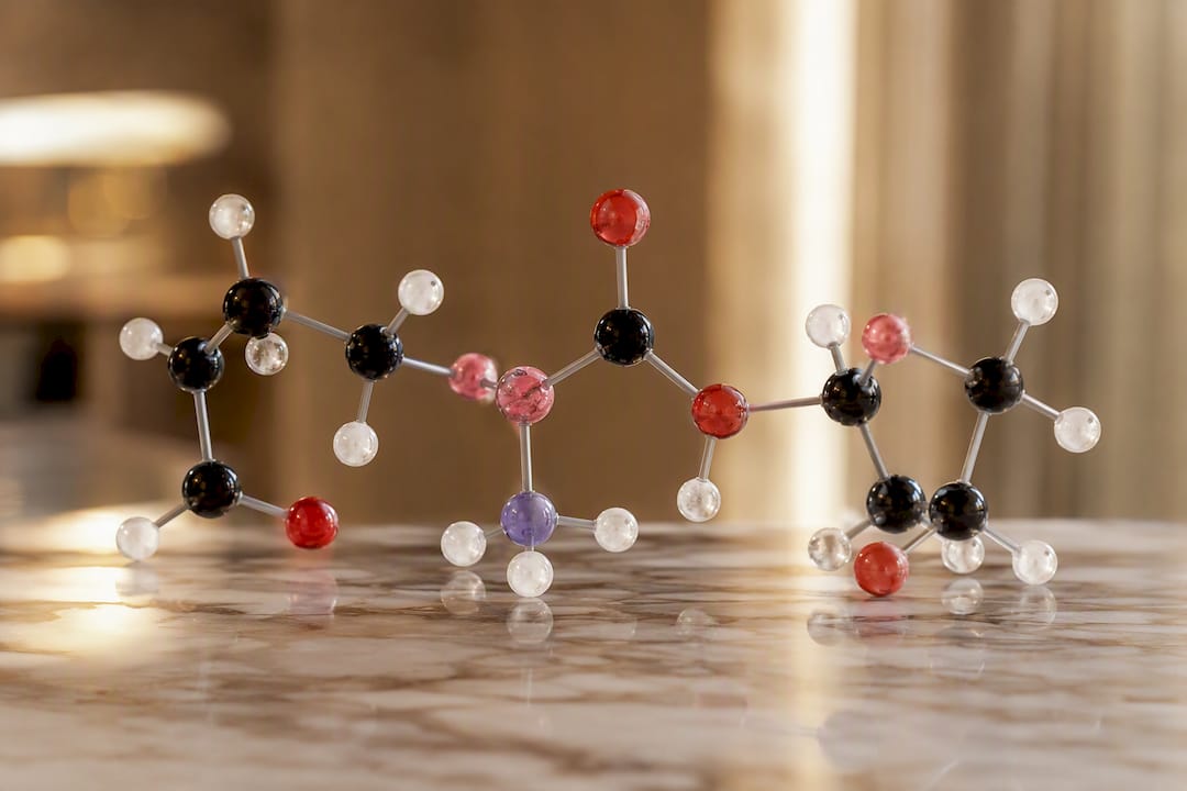 Molecular model symbolizing skincare acids
