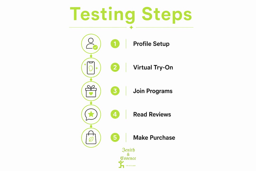 Infographic showing steps to test beauty products online