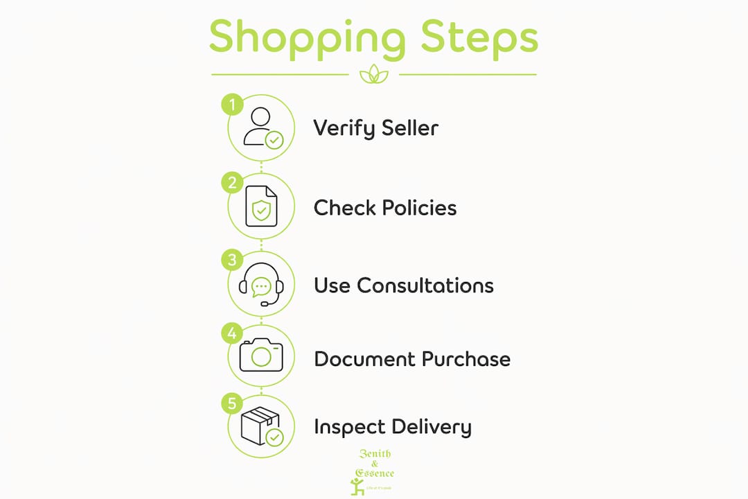 Infographic showing steps to shop luxury beauty