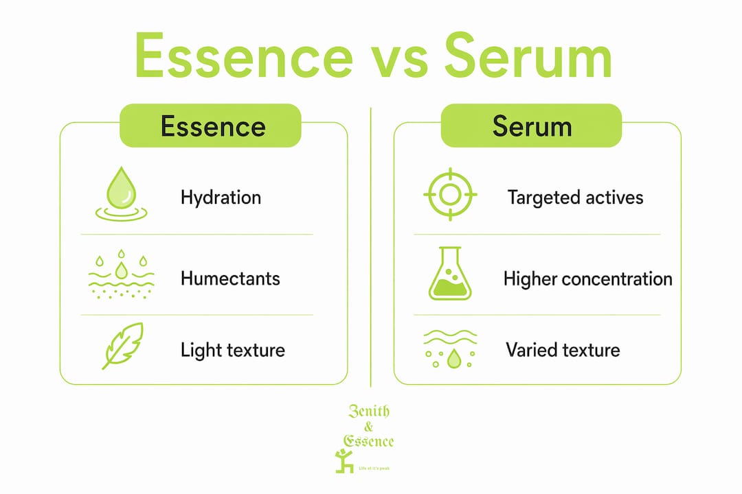 Infographic comparing essence and serum
