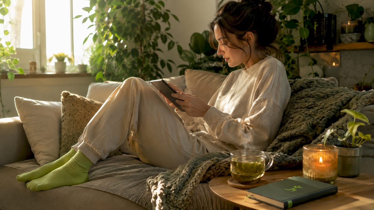 Woman checking verified beauty seller on tablet