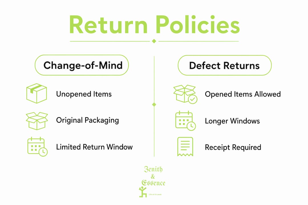 Infographic comparing return policy categories