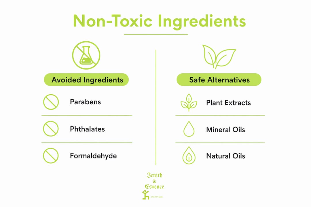 Infographic comparing harmful and safe ingredients
