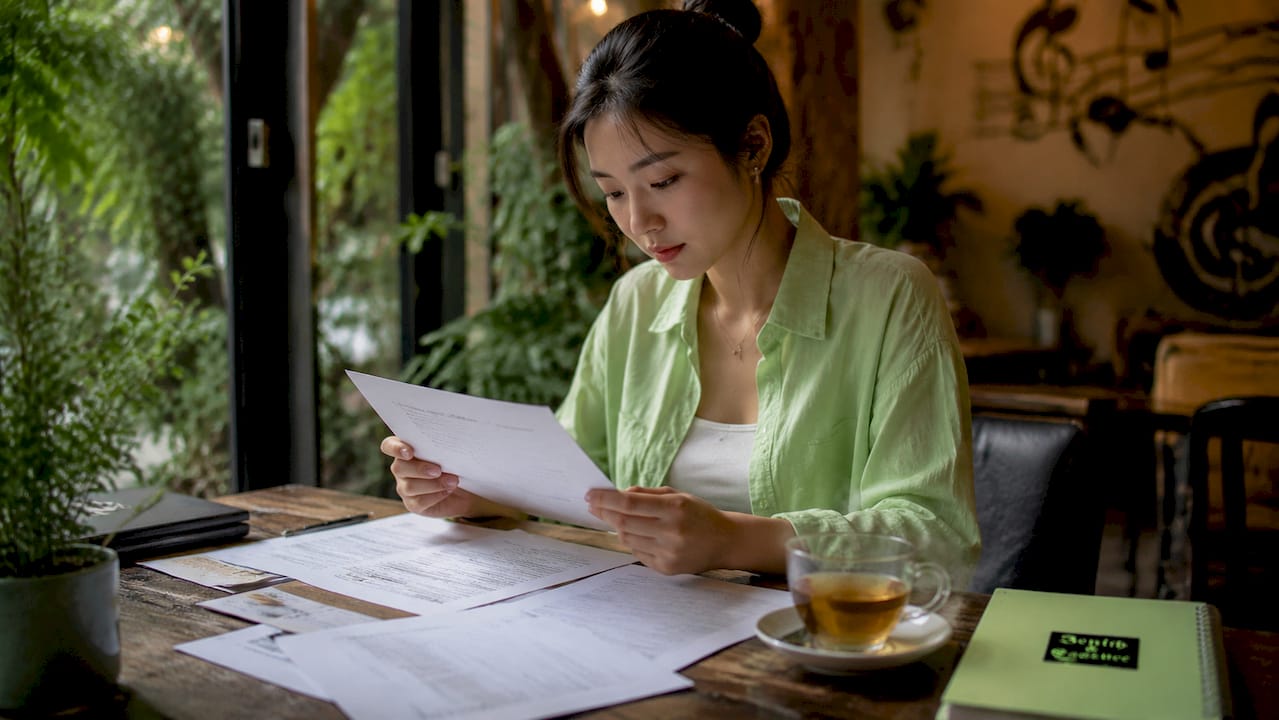 Person verifying business registration documents