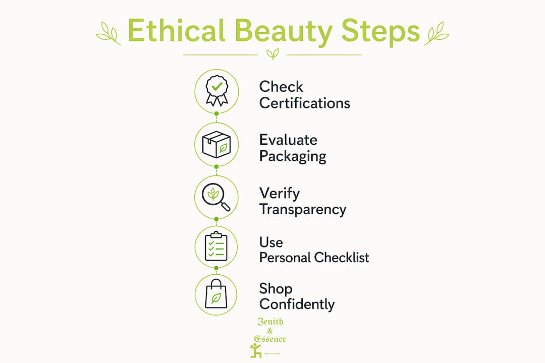 Infographic showing steps to shop ethical beauty