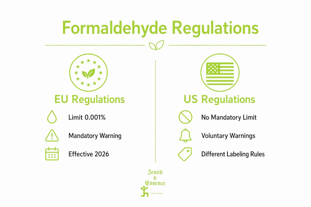 Infographic comparing EU and US formaldehyde regulations