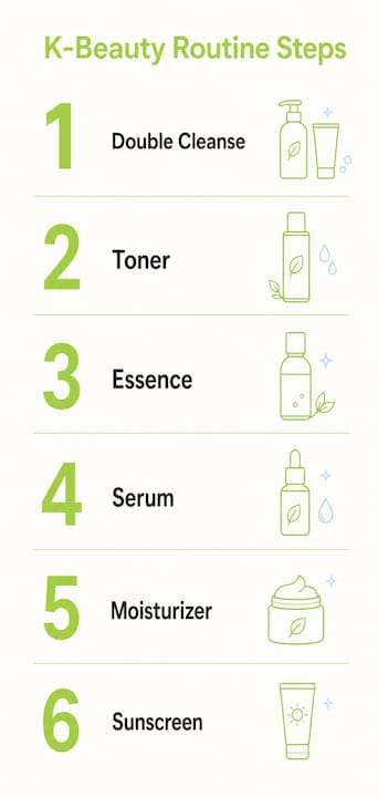 Infographic showing K-beauty routine steps