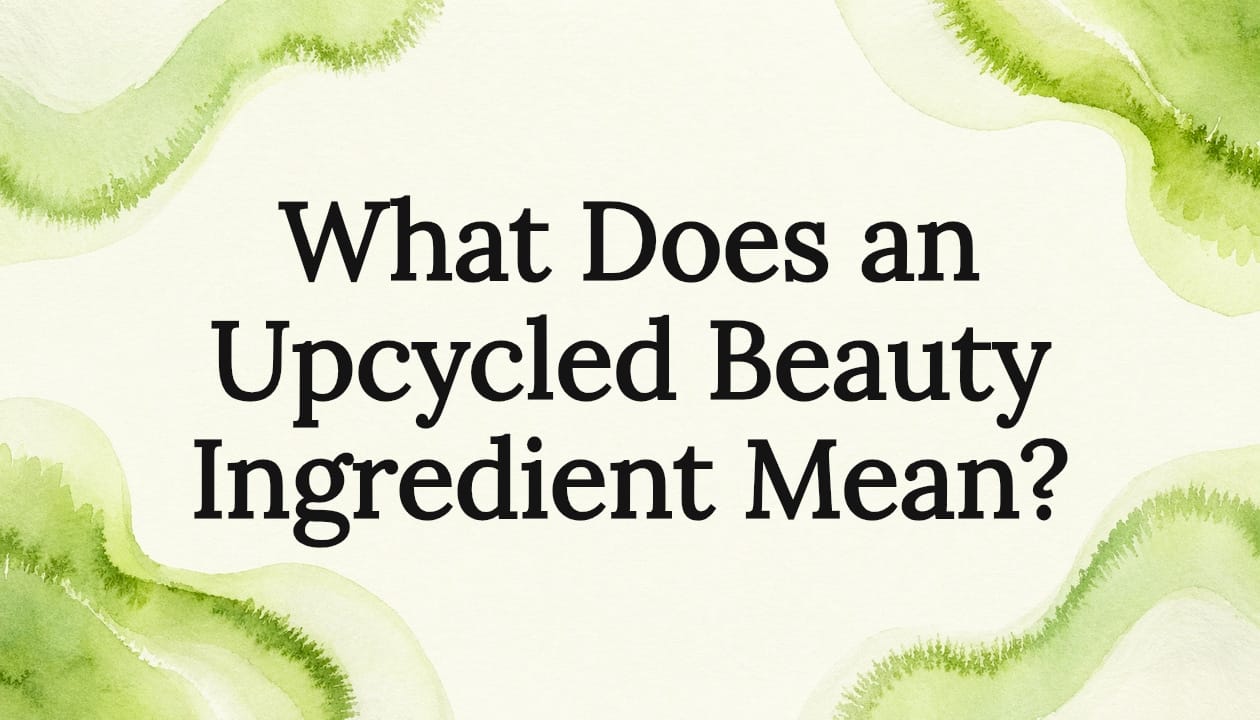 Decorative title card framing for upcycled beauty article