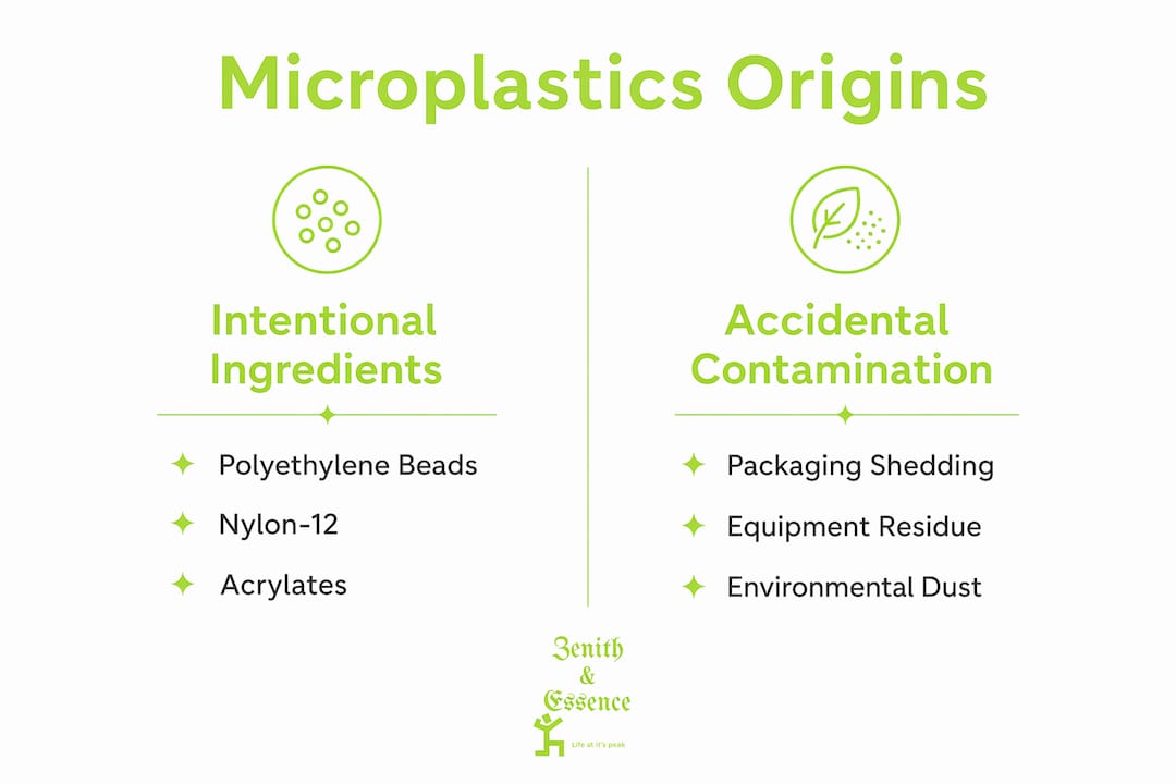 Infographic comparing sources of microplastics in cosmetics