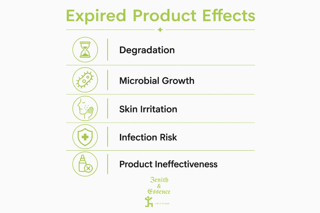 Infographic showing key risks of expired skincare products