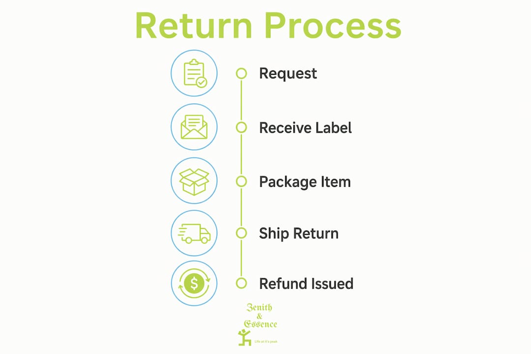 Infographic showing free return shipping process steps