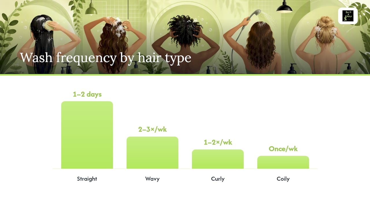 Comparison chart of hair care routines by hair type
