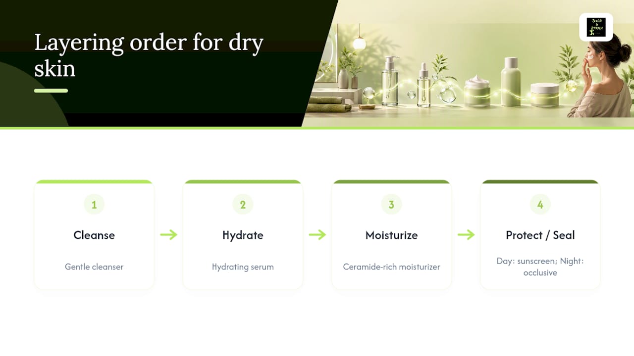 Diagram of dry skin skincare layering order
