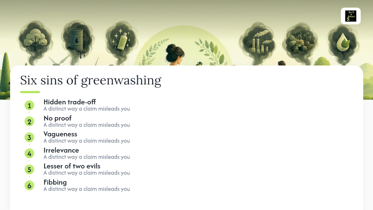 Diagram showing six sins of greenwashing