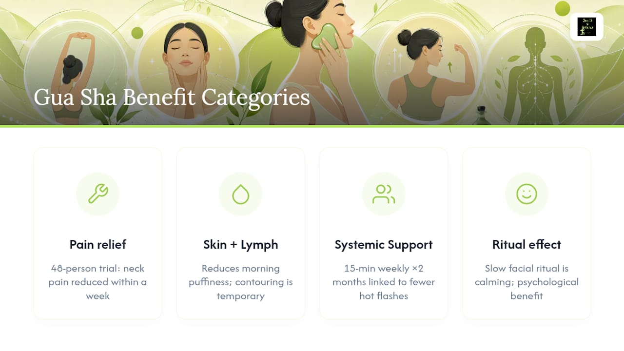 Diagram of gua sha benefit categories and subtypes