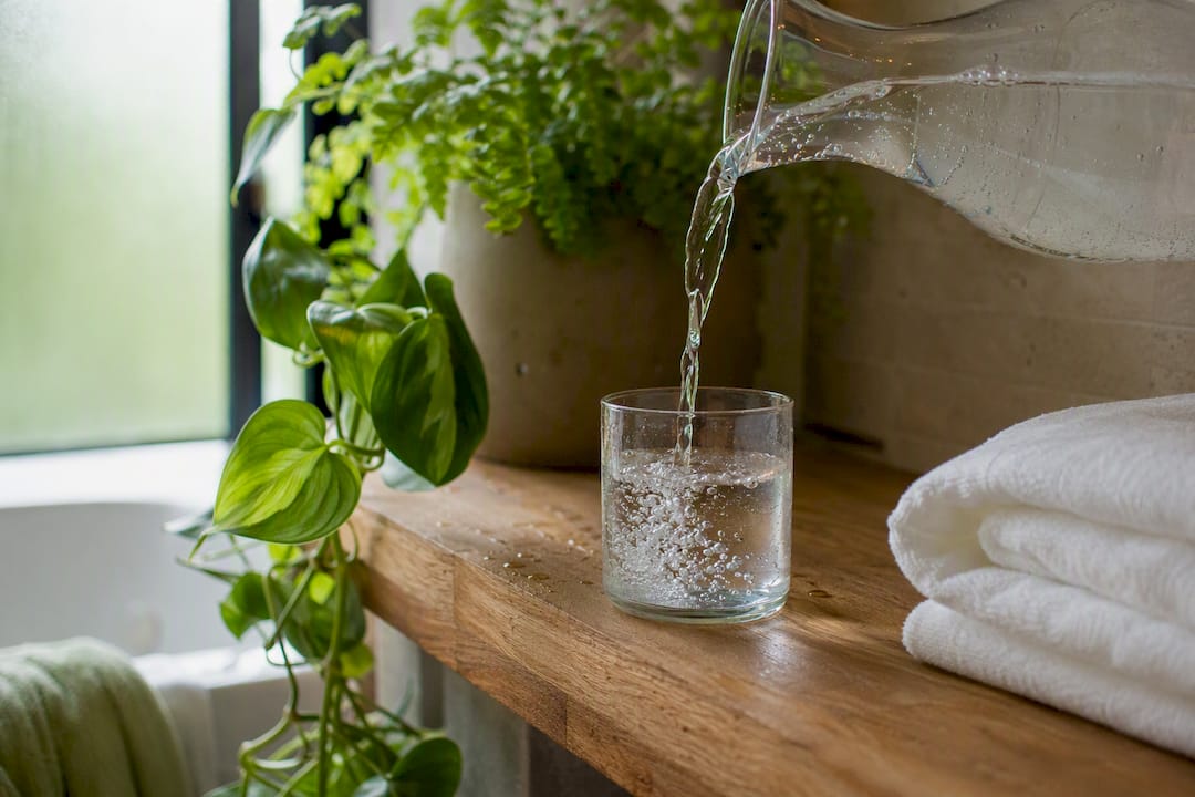 Pouring water representing hydration effect