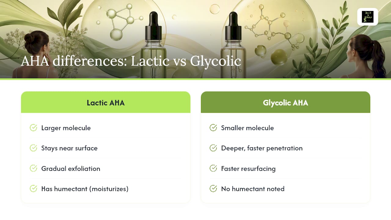 Lactic and glycolic acid comparison diagram