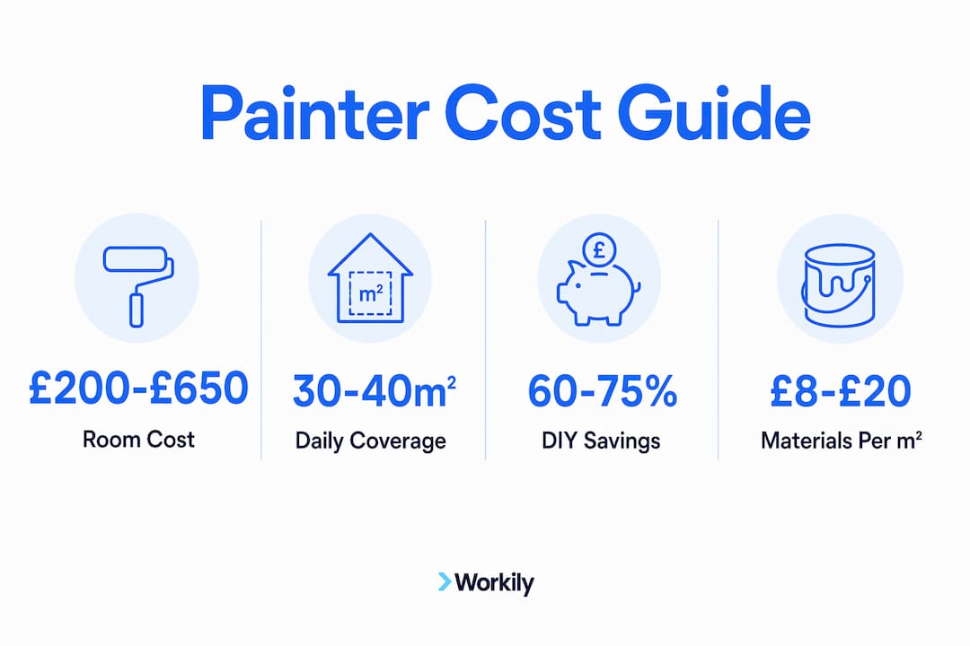 Infographic showing key interior painter cost statistics