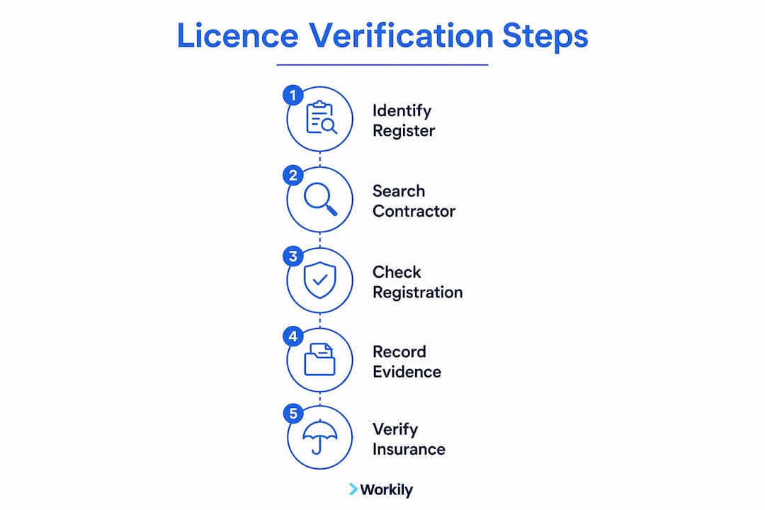 Infographic with steps to verify contractor licence