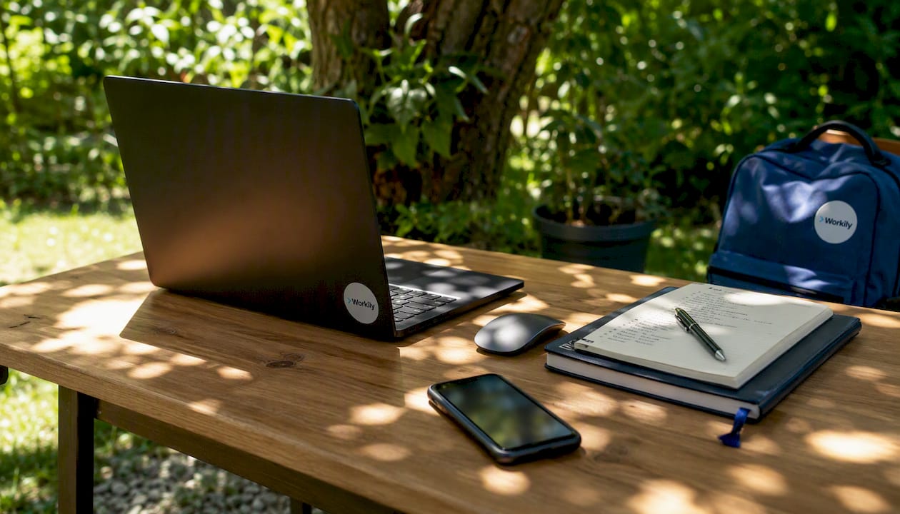 Workily booking tools on home office desk