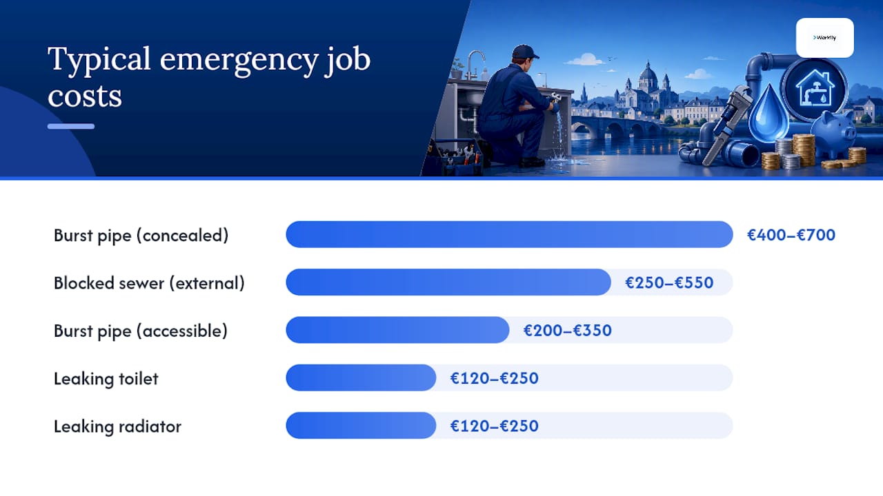 Diagram of Galway emergency plumbing job cost ranges