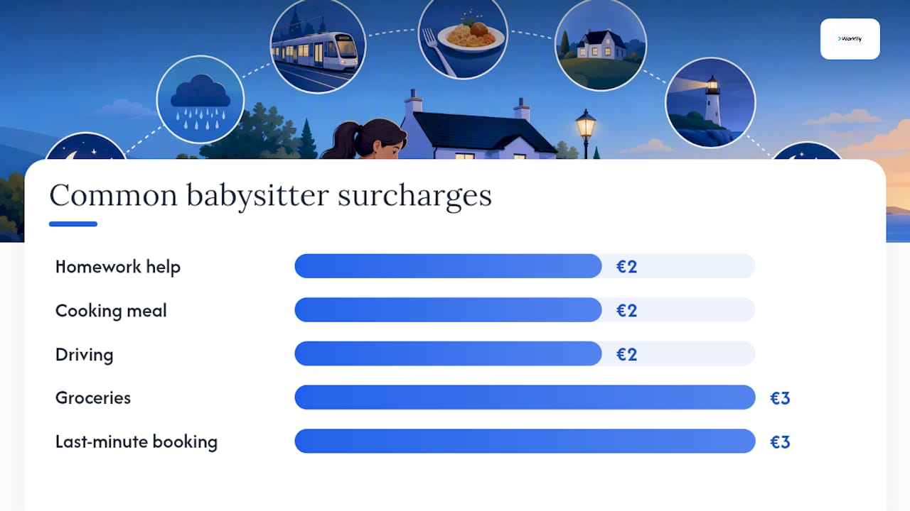 Diagram of babysitting extra duties and surcharges