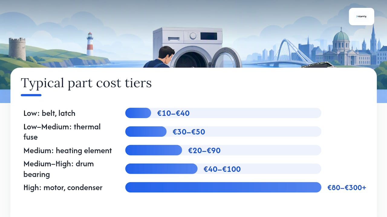 Cost comparison diagram of tumble dryer parts