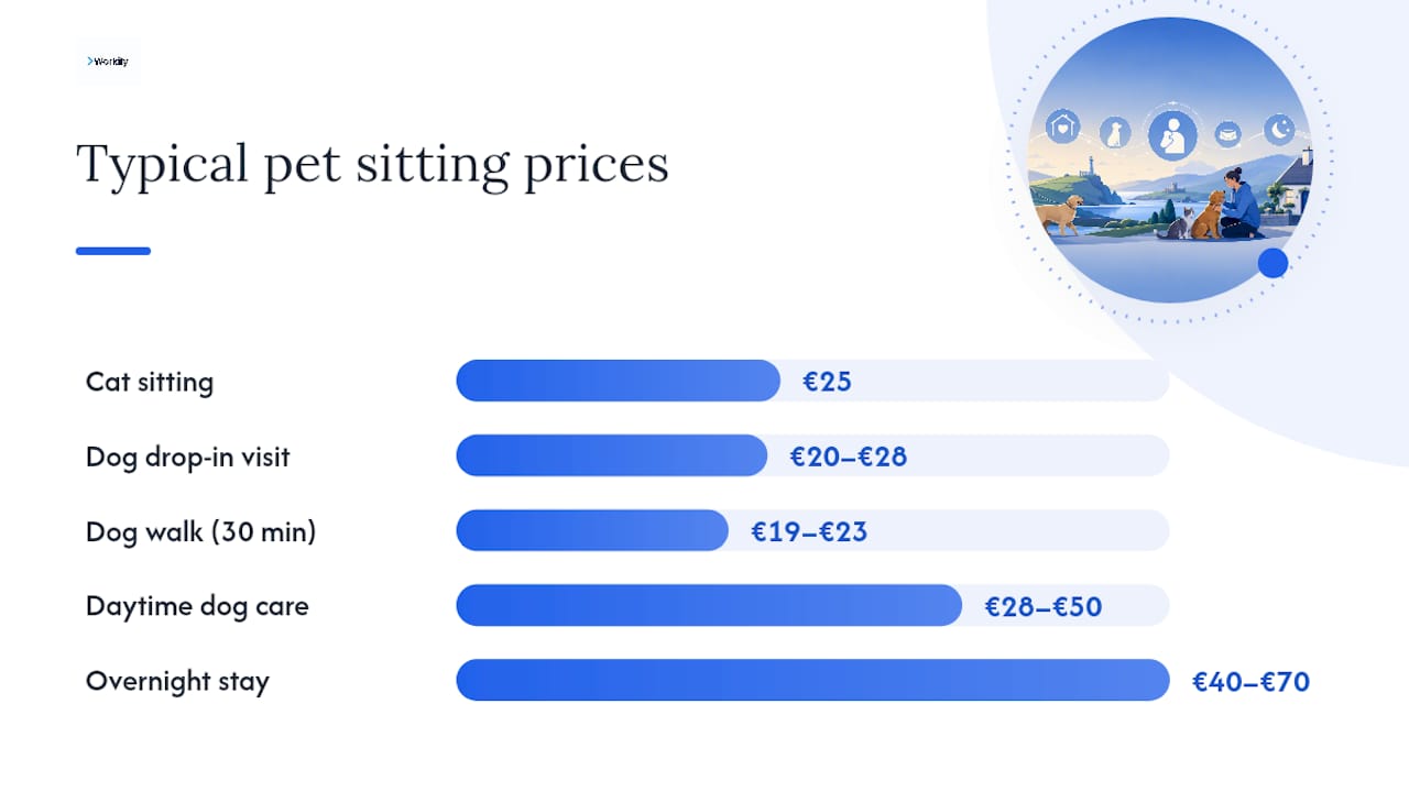 Diagram comparing pet sitting service types and prices