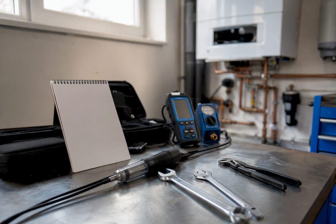 Boiler service tools and checklist setup