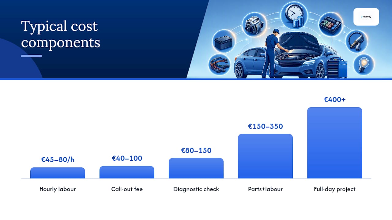 Auto electrician cost components and comparison