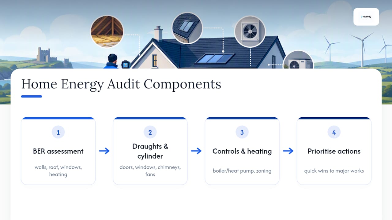 Diagram of home energy audit components and process