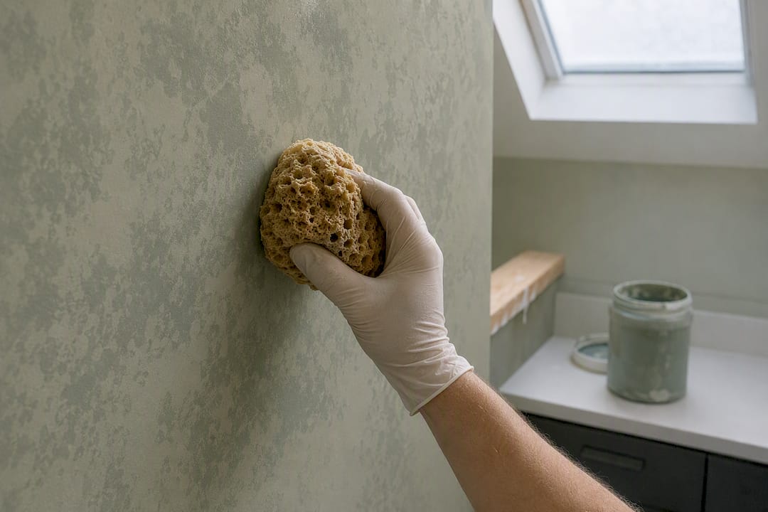 Hand sponging glazed wall texture