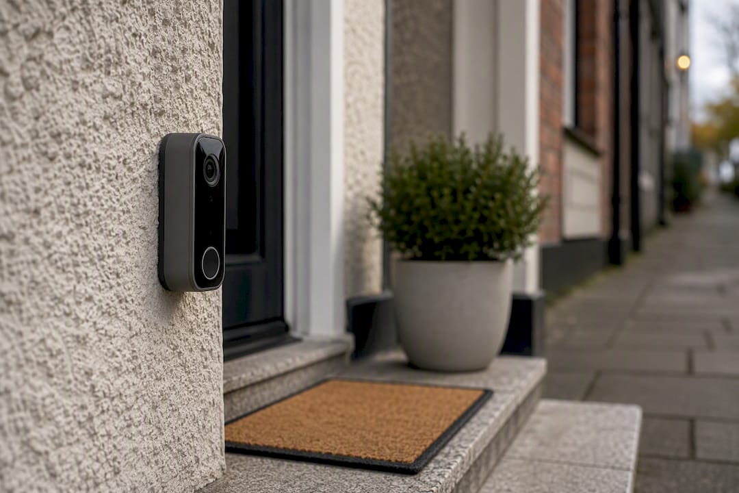 Anonymous battery doorbell beside Irish entrance