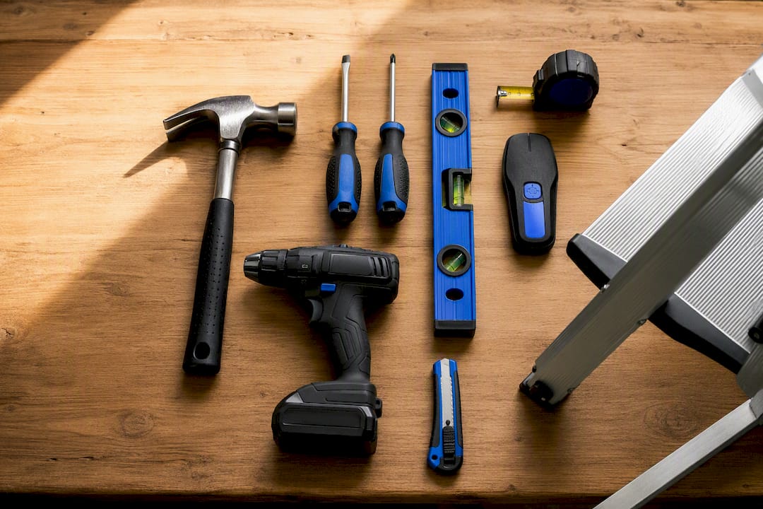 Organised basic tools for household DIY